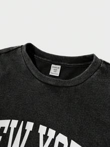 SHEIN 青少年男孩休闲刺绣运动衫和工装裤套装，舒适的学院风百搭柔软面料，适合日常穿着、上学、旅行、户外运动、所有季节 - 灰色 - 查看 11