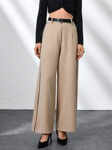 CLARA VERO PANTALONES ANCHOS CON CINTA DE CONTRASTE PARA MUJER CON CINTURÓN