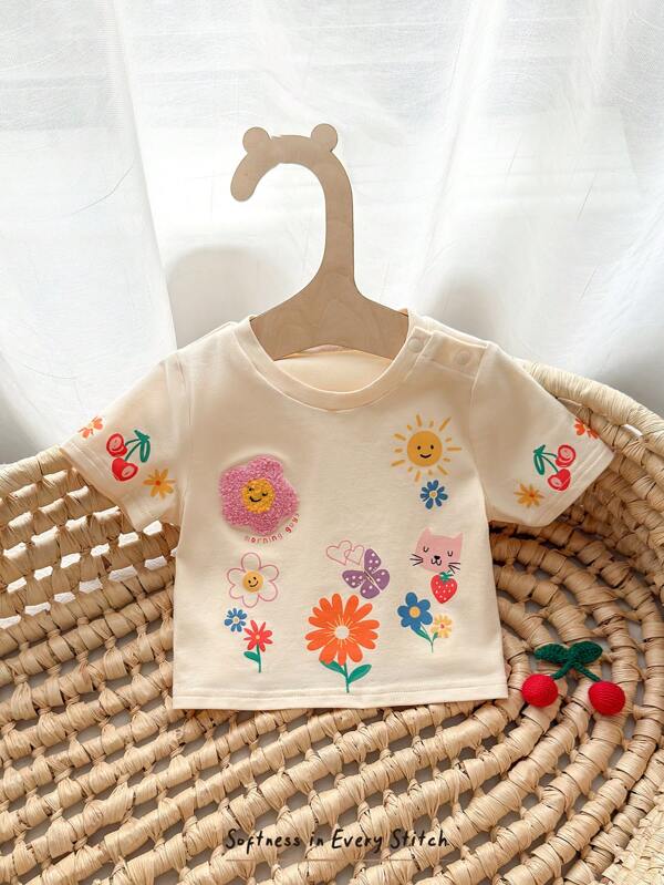 Cozy Pixies Neugeborenen Baby Jungen/Mädchen Blumen Muster Weicher Strick Rundhals Kurzarm Pullover Top