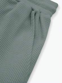 Manfinity Homme Men's Waffle Textured Contrasting Color Shorts, Vacation Style Men Mesh Shorts Waffle Shorts Men Summer Shorts