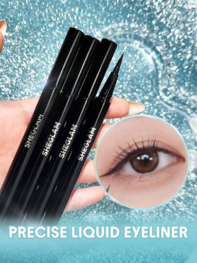 SHEGLAM Pro Precision Waterproof Liquid Eyeliner-Black Long Lasting Matte Eyeliner Pencil High Pigment Ultra-Fine Eyeliner Sweat-Proof No Smudge Eye Make Up Eyeliner Henna Brand Beauty Makeup Face Paint Cosmetic For Women Girls Perfect For Fall Winter Ideal For Y2K Fancy Fashion Suitable For Birthday Christmas Present Party Ready Best Color