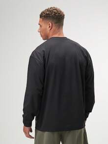 ARC Activewear 超大长袖 T 恤 高性能上衣 健身房运动 - 黑色 - 查看 2