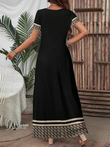 EMERY ROSE Đầm maxi dài tay ngắn cổ vuông in họa tiết, đầm hoa mùa hè dáng rộng phong cách Boho phù hợp đi chơi, đầm thanh lịch, đầm thường ngày. - Nhiều màu - Xem 4