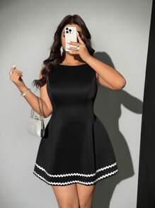 Viva Relle 大码性感优雅露肩连衣裙 - 黑色 - 查看 2