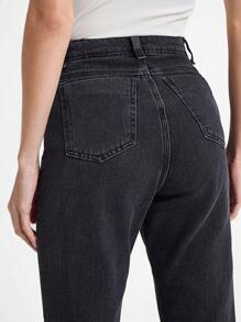 Daynim Solid Tapered Leg Jeans - Black - View 3