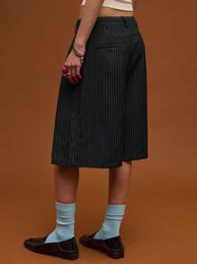 COUREZ Pantalones cortos de verano con pliegues y rayas, estilo casual/Y2K - Negro - Ver 3