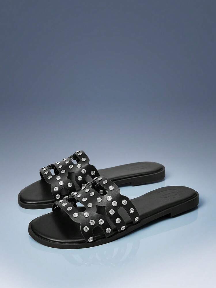 CUCCOO GRLICON Women's Flat Sandals, Y2K Style, Punk Rock, Biker, Cool Girl, Suitable For Halloween, Christmas, Party