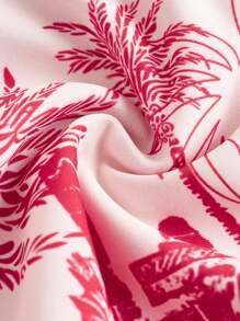 Swim Oasis 2pcs/Set Plus Size Random Print Camisole One Piece Swimsuit For Summer Beach Vacation - Red - View 6