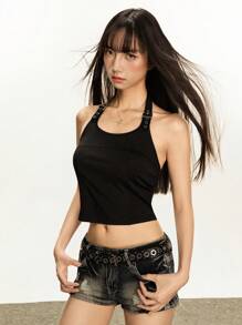 Rina Fox Áo hở lưng hở vai gợi cảm thời trang nữ - màu đen - Xem 2