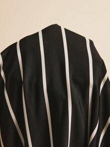 Freevana Áo thun cổ tròn tay ngắn họa tiết sọc cầu vồng Boho cỡ lớn, thường ngày khi đi nghỉ, dành cho mùa hè - Đen và trắng - Xem 7