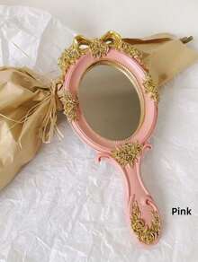 1pc Resin Hand Mirror Ins Style Small Mirror High-End Princess French Hand Mirror Baroque Style Creative Retro Handle Mirror Best Gifts Birthday Graduation Home Decor Back To School Room Decor School Supplies - Multicolor - View 8