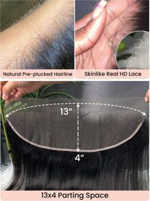 TrueHD Invisible HD Lace Frontal Only Silky Straight Human Hair 13x4 Full Frontal Single Undetectable HD Lace Frontal 1pc 10-20 Inch Natural Black Pre Plucked For Women