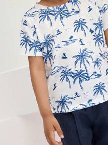 SHEIN 年輕男孩熱帶印花t恤