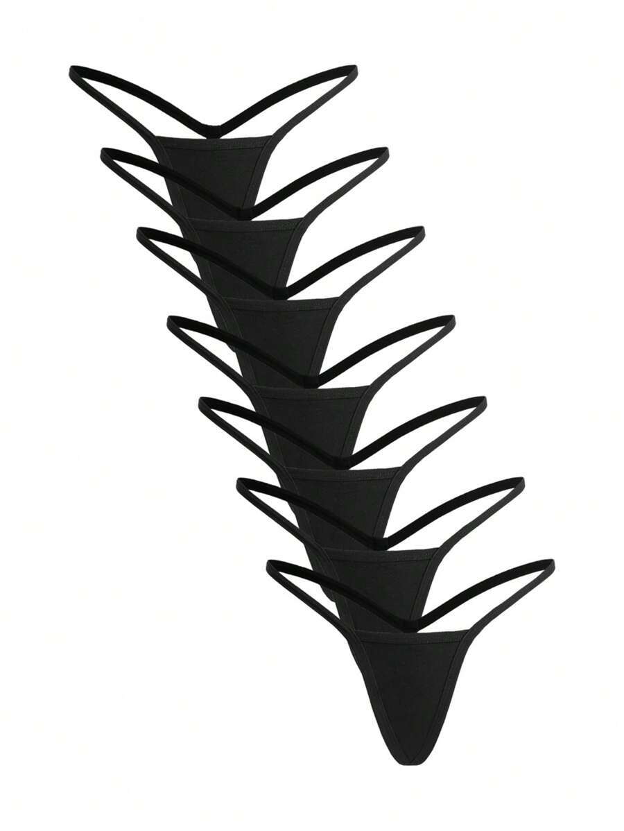 Ocili 女士性感纯色低腰丁字裤 - 黑色 - 查看 1