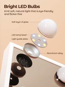 Teckwe White Vanity Mirror With Lights 12 Dimmable Bulbs Makeup Mirror With Smart Touch Control For Glam Room Bedroom Detachable Vanity Mirror With Lights Makeup Mirror , 3 Color Light Settings, Valentine's Day Gift - White - View 5
