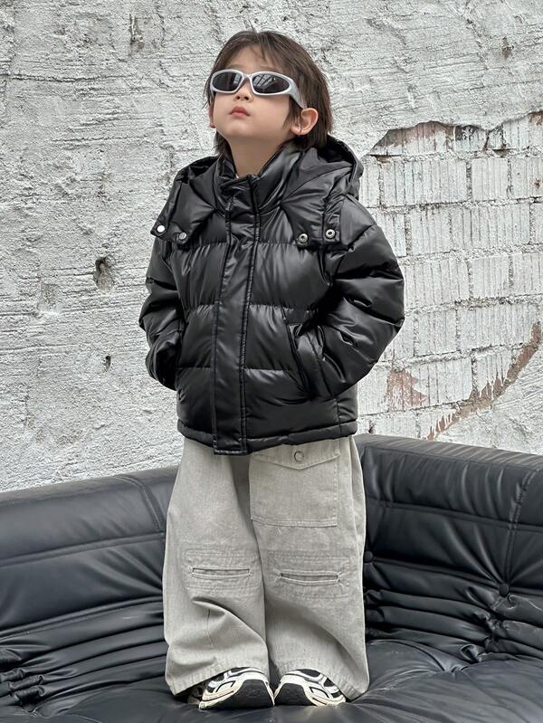 DAZY Young Boys Hooded Casual Long Sleeve Top, Korean Street Style Winter