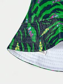 Rick and Morty X SHEIN Reversible Bucket Hat With Allover Green Print - Green - View 5