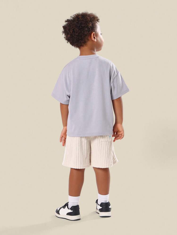 Ensemble deux pièces t-shirt imprimé Californie et short en velours côtelé