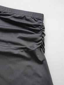 女士弹性腰部休闲A字裙，灰色 - 灰色 - 查看 5