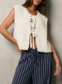 Siren Gaze 女士奶油色针织背心，夏季时尚，展现您的个性，夏季毛衣背心，海滩度假针织衫，女士奶油色针织背心，女士度假装，女士外出上衣，女士街头服饰，日常休闲女士毛衣背心