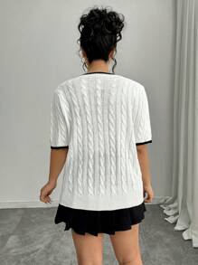 Celure Simple & Fashionable Embroidered Plus Size Knit Sweater