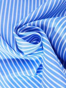 2 件套青少年女孩条纹图案吊带背心，配有松紧腰直筒裤套装，夏季休闲工作服 - 藍色 - 查看 5