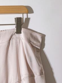 SHEIN Unity Women Plus Size Elegant Minimalist Structured Split A-Line Skirt Fall Cloth For Women - Apricot - View 5