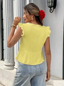Pariaura Women Textured Fabric Lace Patchwork Sleeveless V-Neck Tank Top, Summer Tank Top