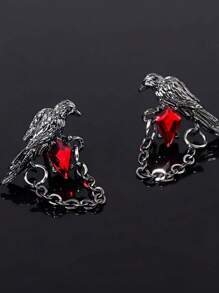 ROMWE Goth 哥特式暗乌鸦宝石耳钉，复古设计，万圣节
