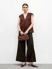 CUCCOO BIZCHIC Giày đế bằng da Bordeaux cổ điển màu nâu Mocha thời trang nữ mũi nhọn - Màu nâu  Mocha - Xem 2