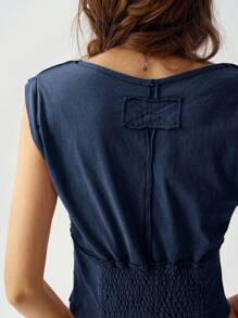 Bohemela 1 件女式 V 领无袖紫色 T 恤，度假