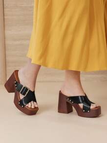 MOTF 棕色厚底系带女式凉鞋 - 黑色 - 查看 7