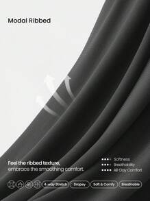 GLOWMODE Modal Ribbed Switch It Up Stretchy Breathable Pleated Cuffs Off-Shoulder Long Sleeve Active Tee Daily Casual Wear - Black - View 4