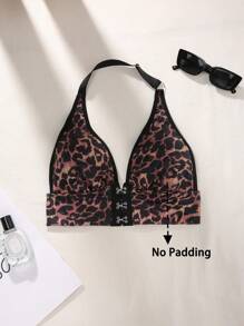 SHEIN 豹纹前扣露背性感时尚文胸内衣 - 彩色 - 查看 6