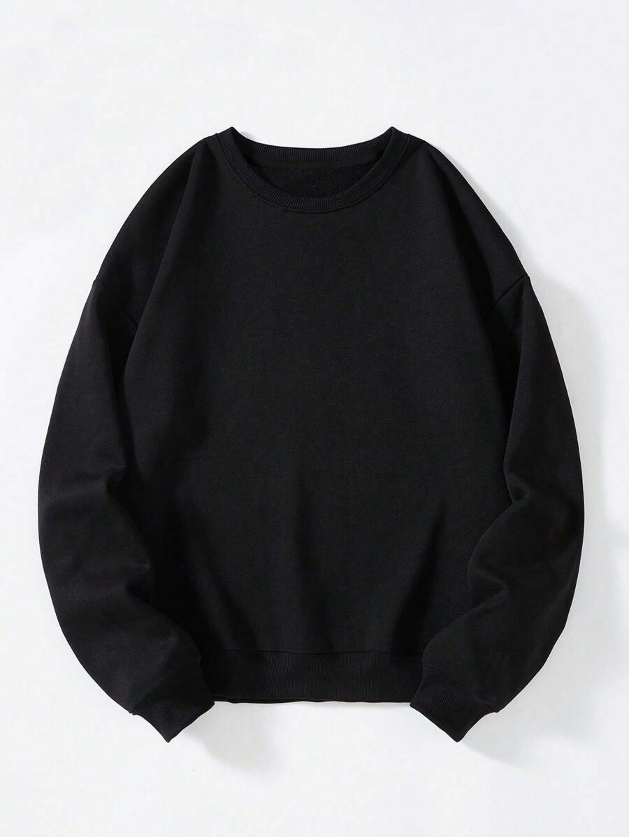 Manfinity Dauomo Men Solid Thermal Lined Sweatshirt - Black - View 1