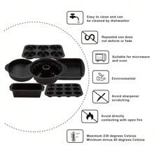 SHEIN 6pcs Silicone Baking Supplies Set, Non-Stick Silicone Baking Tray, Silicone Muffin Cups, Baking Tray, Donut Pan, Silicone Muffin Pan, Cake Pan