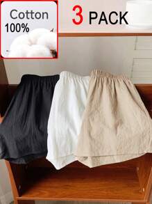 Comfortcana 3pcs/Set Plus Size Colorful Short Shorts, Fashionable For Summer - Khaki - View 5