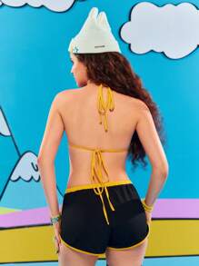 Adventure Time X ROMWE ملابس علوية كروب أملس مطرز بتصميم كلب على طراز Y2K، صيفي