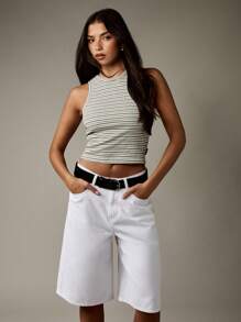 MISSGUIDED 罗纹背心，无袖，高领，修身，短款，基本款，夏季，分层上衣，休闲，现代，简约 - 彩色 - 查看 3