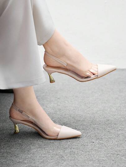 CUCCOO BIZCHIC Women's Fashion Pointed Toe Transparent TPU Apricot Evening/Commuting/Party Stiletto Heel Pumps For Christmas