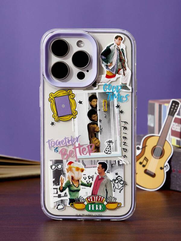 FRIENDS X SHEIN Durable And Fashionable Two-In-One Mobile Phone Case - Printed Protective Cover Design, Suitable For IPhone,