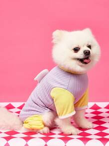 PETSIN Cute Purple Angel Wing Design Waffle Texture Pet Jumpsuit, Lightweight Breathable For Outdoor, Suitable For Spring/Summer - Purple - View 3
