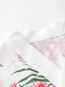 Irokai 花卉印花 V 领波西米亚风格休闲和服 - 白色 - 查看 4