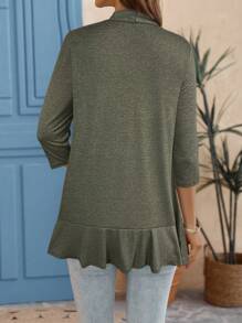 EMERY ROSE Cárdigan casual sólido de apertura frontal y manga 3/4 de estilo holgado para mujer