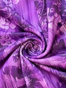 EMERY ROSE Camiseta sin mangas con botones en el bajo y estampado floral para mujer talla grande - Morado - Ver 6