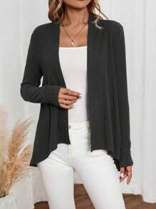 EMERY ROSE Áo khoác cardigan dài tay đơn sắc thường ngày dành cho nữ, mặc hàng ngày vào mùa thu/đông - màu đen - Xem 4