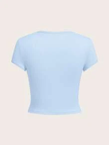 SHEIN Tall CURVE Bộ áo thun nữ tay ngắn cắt cúp trơn 4 món cỡ lớn, phù hợp cho mùa hè - Nhiều màu - Xem 7