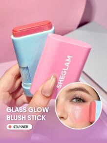 SHEGLAM Glass Glow Blush Stick-Stunner Graduation Birthday Holiday Summer Fall Autumn Y2K Fancy Fashion Women Makeup Cosmetic Party Beach Travel Camping Outdoors School Campus Trip Festivals Decor Gift Present Rose Girl Cosplay Best Color Charm Vibe