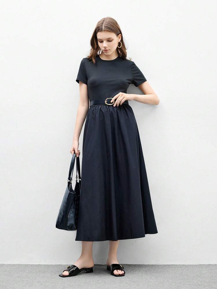 CUCCOO BIZCHIC 女性向けファッショナブルでチャーミングなメタルデコレーションバックルブラックエナメルレザースクエアトウチャンキーヒールミュールスリッパ