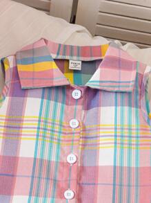 Sparklyn 女童格子无袖衬衫和褶皱格子裙套装 - 彩色 - 查看 7